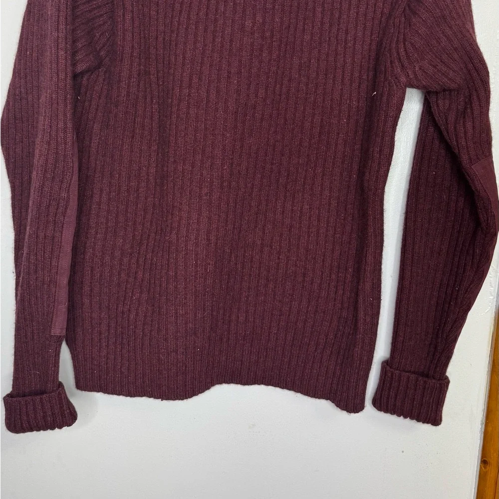 LL Bean Commando Sweater Henley Men’s Large Merino Lambswool Patches